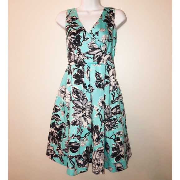 Taylor Dresses & Skirts - Taylor Brand Blue Floral 50’s Cocktail Dress Sz. 8